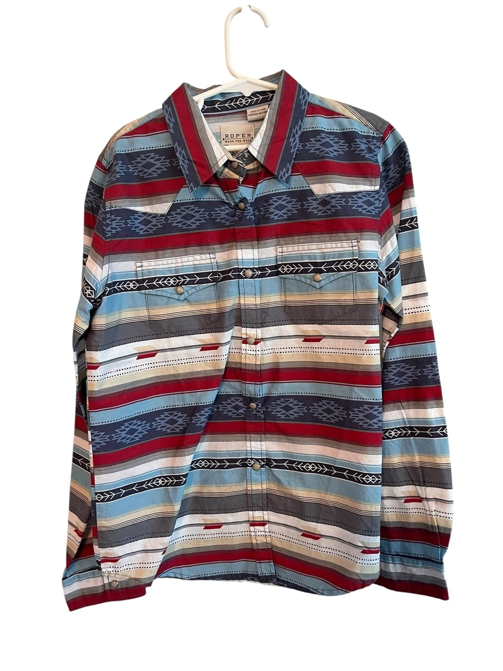 Roper Girls Aztec Western Pearl Snap Shirt Size Large 10/12 NWT Rodeo Cowgirl